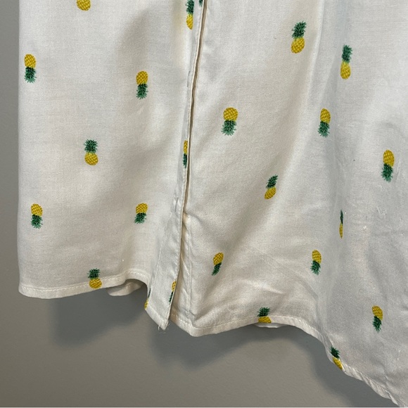 JAPNA Pineapple Sleeveless Button down White Shirt Dress - Picture 6 of 7